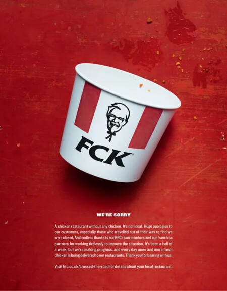 KFC ran out of chicken ad